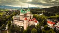 Aerial view of Bojnice medieval castle, UNESCO heritage in Slovakia Royalty Free Stock Photo