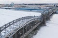 Aerial view of Bolsheokhtinsky bridge in St. Petersburg