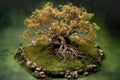 aerial view of a bonsai tree with pruned branches