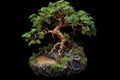 aerial view of a bonsai tree with pruned branches