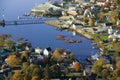 Aerial View Of Boothbay Harbor On Maine Coastline