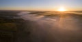 Aerial view, Bordeaux vineyard, landscape vineyard and fog at sunrise Royalty Free Stock Photo