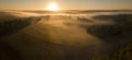 Aerial view, Bordeaux vineyard, landscape vineyard and fog at sunrise Royalty Free Stock Photo
