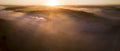 Aerial view, Bordeaux vineyard, landscape vineyard and fog at sunrise Royalty Free Stock Photo