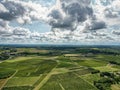 Aerial view Bordeaux Vineyard at sunrise, Entre deux mers, Gironde