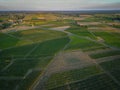 Aerial view Bordeaux Vineyard at sunrise, Entre deux mers, Gironde