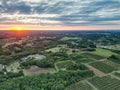 Aerial view Bordeaux Vineyard at sunrise, Entre deux mers, Gironde