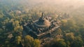 Aerial view of Borobudur Temple, Java, Indonesia. Generative AI Royalty Free Stock Photo
