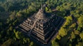 Aerial view of Borobudur Temple, Java, Indonesia. Generative AI Royalty Free Stock Photo