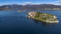 Aerial view of the Borromee islands on Lake Maggiore Royalty Free Stock Photo