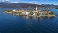 Aerial view of the Borromee islands on Lake Maggiore Royalty Free Stock Photo