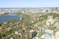 Aerial view of Boston City Skyline in the Boston Harbor where th Royalty Free Stock Photo