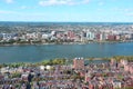 Aerial view of Boston skyline and Cambridge district separated b Royalty Free Stock Photo