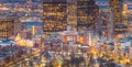 Aerial view of Boston skyline and Boston Common park in Massachusetts, USA  in winter Royalty Free Stock Photo