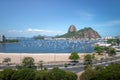 Aerial view of Botafogo, Guanabara Bay and Sugar Loaf Mountain - Rio de Janeiro, Brazil Royalty Free Stock Photo