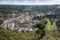 Aerial view Bouillon along river Semois in Belgian Ardennes Royalty Free Stock Photo