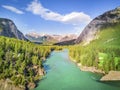 Aerial view of Bow river in Rockies Mountains, Banff National Pa Royalty Free Stock Photo