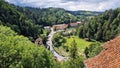 Aerial view of Bran Village, Romania.