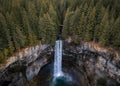 Aerial view of Brandywine Waterfall near Whistler, British Columbia, Canada Royalty Free Stock Photo