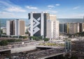 Aerial view of Brasilia and Banco do Brasil headquarters building - Brasilia, Distrito Federal, Brazil Royalty Free Stock Photo