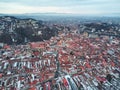 Aerial view of Brasov city in winter Royalty Free Stock Photo