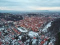 Aerial view of Brasov city in winter Royalty Free Stock Photo