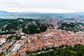 Aerial view of Brasov town from Tampa mountain.