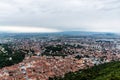 Aerial view of Brasov town from Tampa mountain.