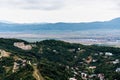 Aerial view of Brasov town from Tampa mountain.