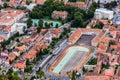 Aerial view of Brasov town from Tampa mountain.