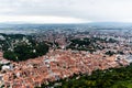 Aerial view of Brasov town from Tampa mountain.