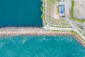 Aerial view of the breakwater of Port