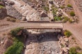 Aerial view of a bridge over the Mendoza River in the Andes Mountain Ridge, Argentina. Royalty Free Stock Photo