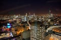 Aerial view of the bridge over the river and London cityscape at night Royalty Free Stock Photo