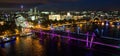 Aerial view of the bridge over the river and London cityscape at night Royalty Free Stock Photo