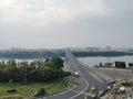 Aerial view on the bridge over the Volga River in Nizhniy Novgorod