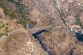 Aerial view of the bridge over the Zambezi River at the Zimbabwe and Zambia border near Victoria Falls Royalty Free Stock Photo