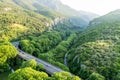 Aerial view of the bridge and the road over the river Pinios