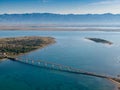 Aerial view of bridge to island Vir