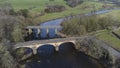 An aerial view of the bridges at Crook O Lune near Lancaster in Lancashire Royalty Free Stock Photo