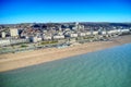 Aerial view of Brighton seafront with Victorian buildings