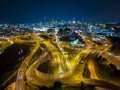 Aerial view of Brisbane city and highway traffic in Australia Royalty Free Stock Photo