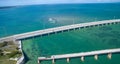Aerial view of Broken Bridge and Overseas Highway in Bahia Honda Royalty Free Stock Photo