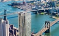 Aerial view of Brooklyn Bridge in New York City Royalty Free Stock Photo