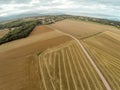 Aerial view brown fields