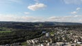 Aerial view of Brugg and Umiken, towns in canton Aargau, Switzerland. Industry, Railway and residential area, seen from Habsburg