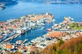 Aerial view of Bryggen waterfront Royalty Free Stock Photo
