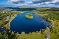 Aerial view of Bryn Bach Park near the town of Tredegar