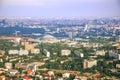 Aerial view Bucharest Romania Casa Presei green morning