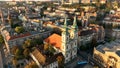 Aerial view of Budapest city skyline, Saint Anne Parish of Upper Watertown